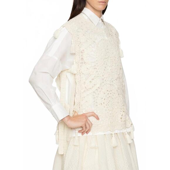 NEW SEA nara crochet combo shirt in cream - Picture 5 of 6